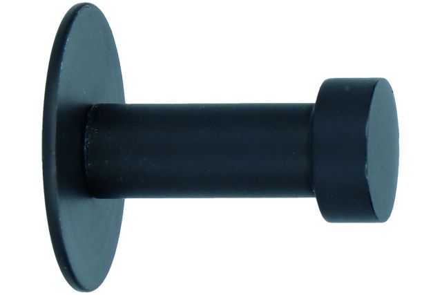 Garderobenhaken Stahl Schwarz matt mit Rosette