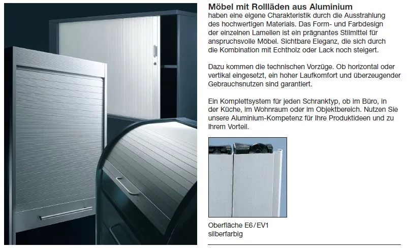 Möbel-Rollladenbox Aluminium - Stabbreite 24,6mm EV1 eloxiert